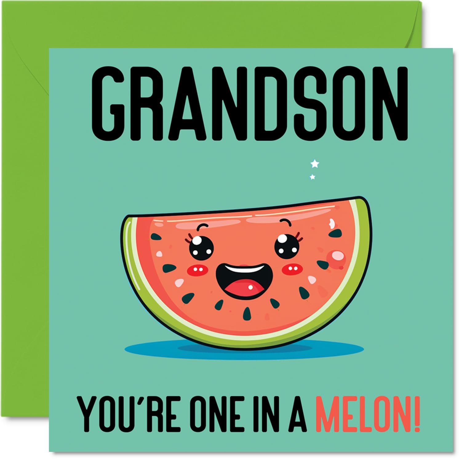 Stuff4 Birthday Card for Grandson - Melon Design, Single Card