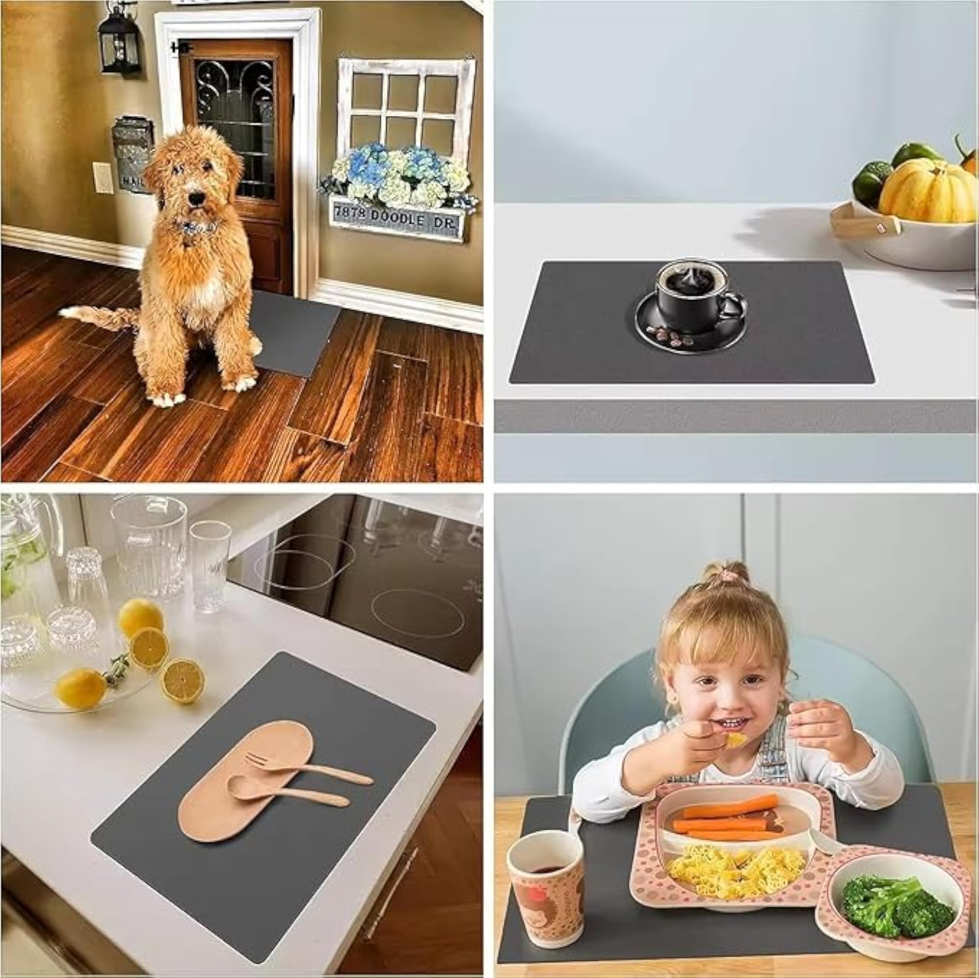 Large Dish Drying Kitchen Mat, Water Absorbent