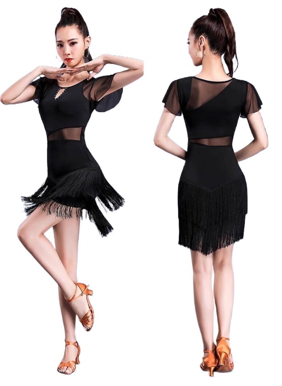 Latin Tanzkleid Latin Dance Trainingskleider Frauen Professionelle Performance Kleider Mit Quasten Für Tanz
