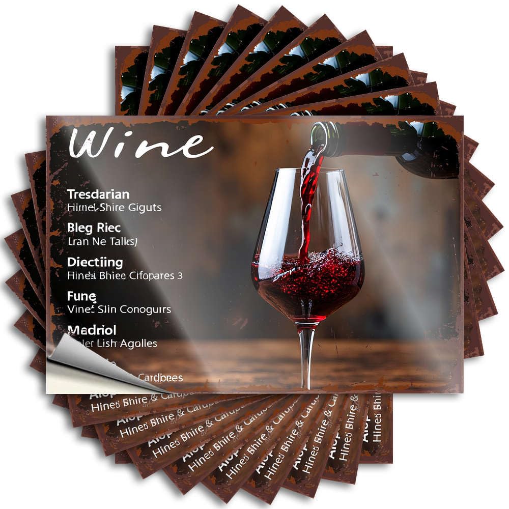 Decal - Western Bathroom Bottle Wine Pouring Into Glass with Names Listed for Teens New(6X9CM)