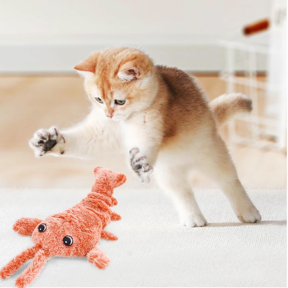 Floppy Lobster - Giocattolo interattivo per cani, 2025, per cani di piccola taglia, calmante, divertente, che si muove e si muove, giocattoli robusti per masticare la dentizione (rosa)