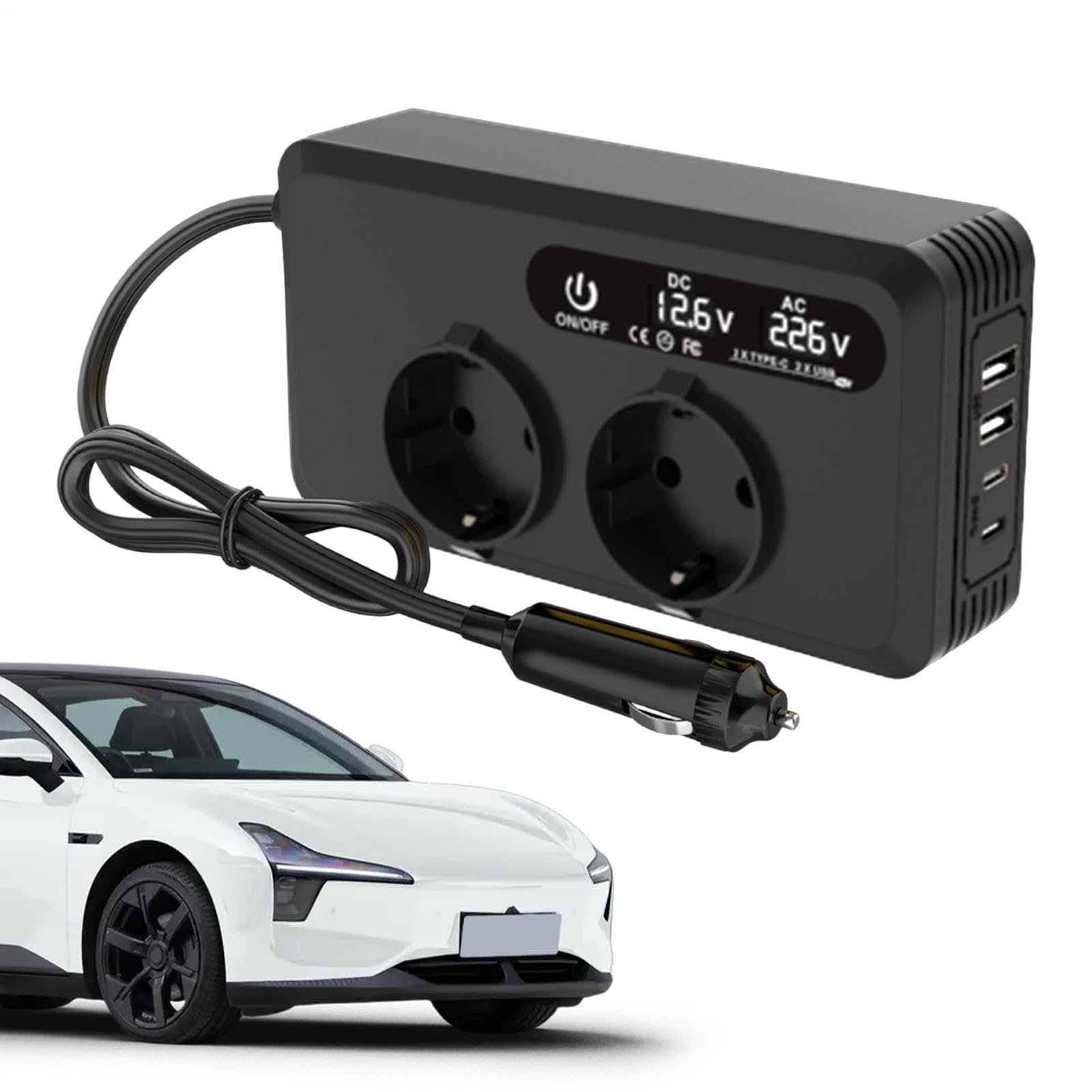 Falownik samochodowy o mocy 200 W, adapter do cygar i konwerter akumulatora | Uniwersalna ładowarka podróżna do małych urządzeń gospodarstwa domowego PC Laptop Drone