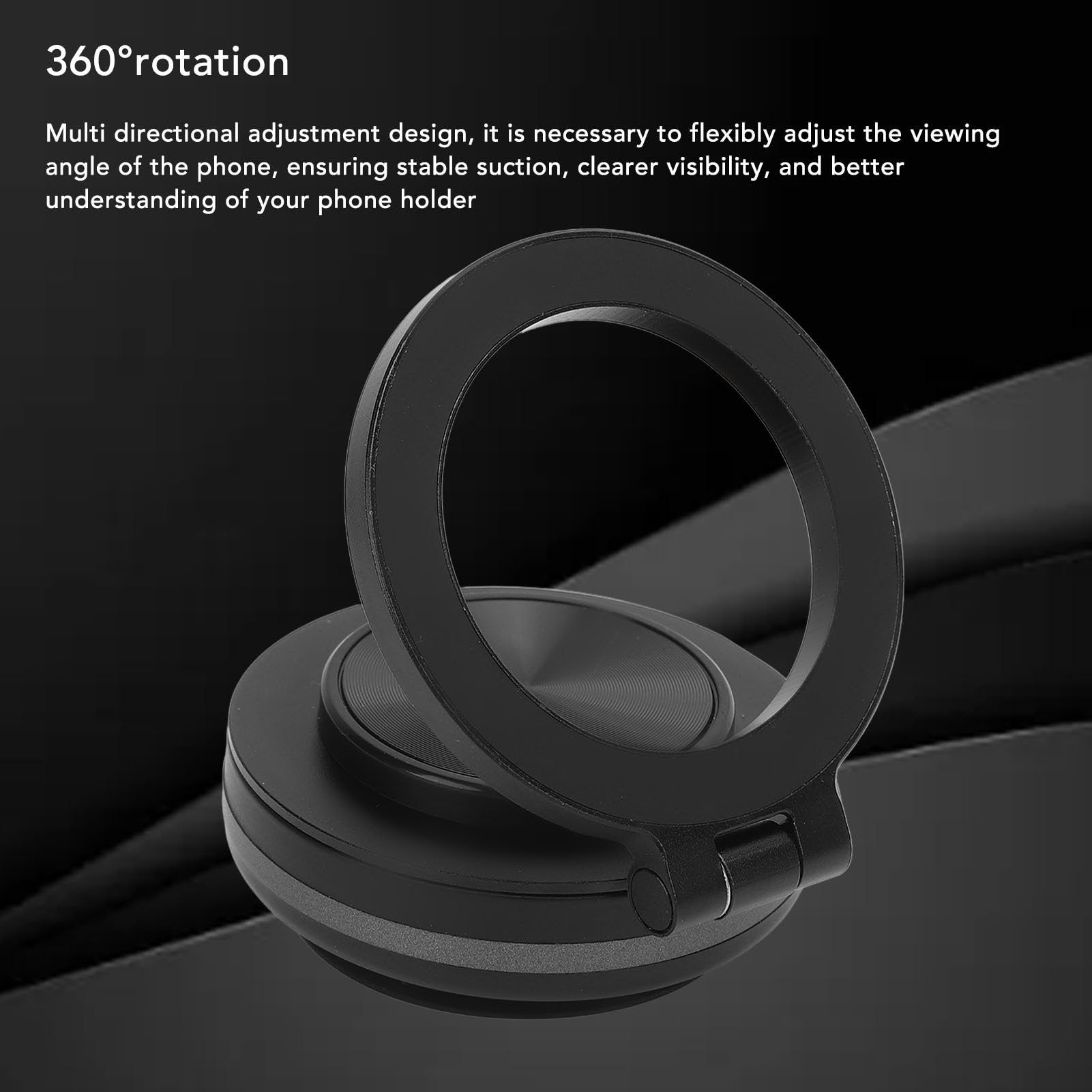 LAISANIM Magnetic Phone Holder with Vacuum Suction & 360° Rotation - 1.5kg Adsorption for Car Dashboard Desk, Portable Stand for Live Streaming (Black)