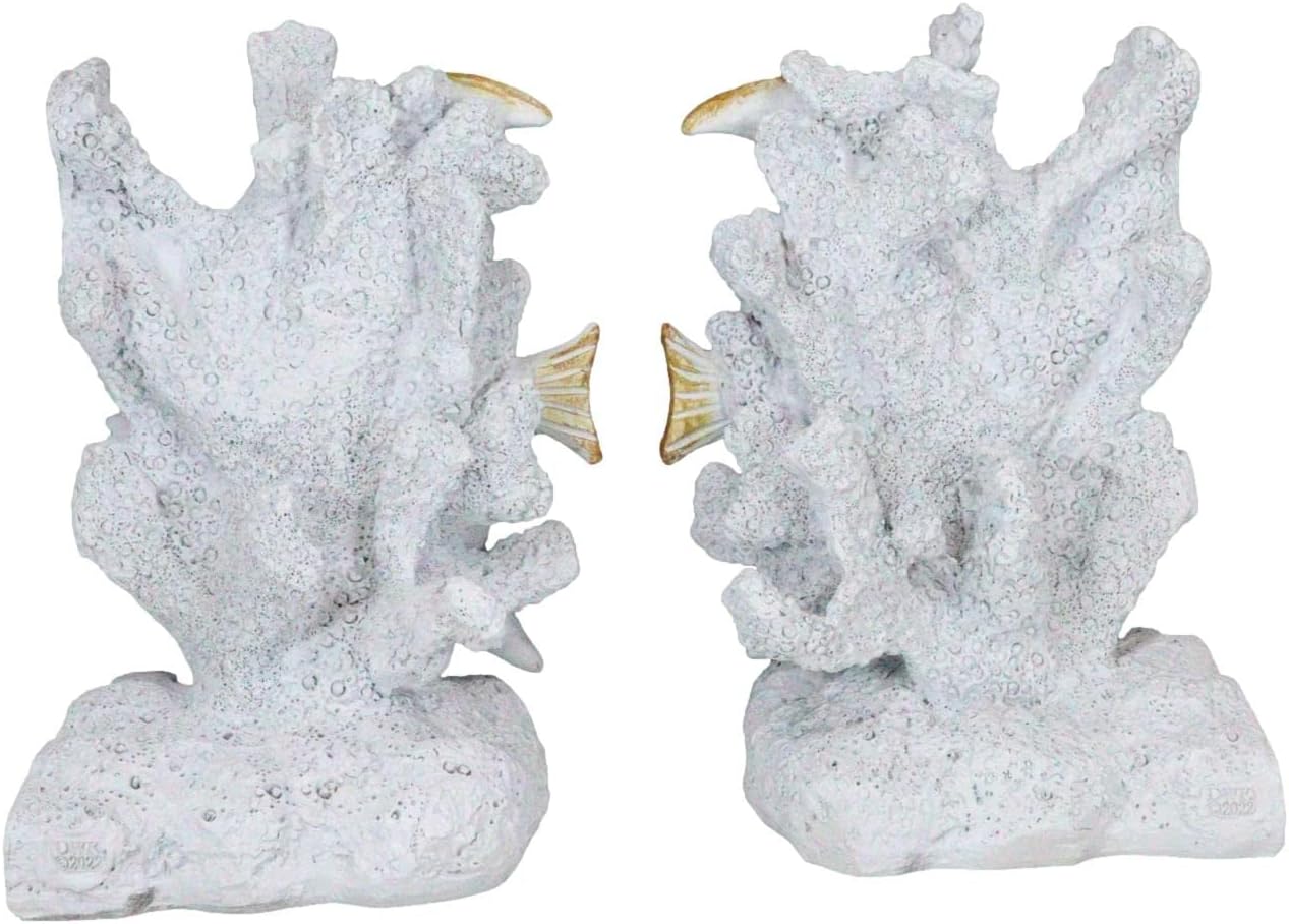 Ebros Gift Nautical Sea Coastal Marine Angelfish Fishes Swimming by Corals Bookends Pair Set Figurines 6.25" Tall Decorative Home Or Office Study-Room Library Desktop Accent