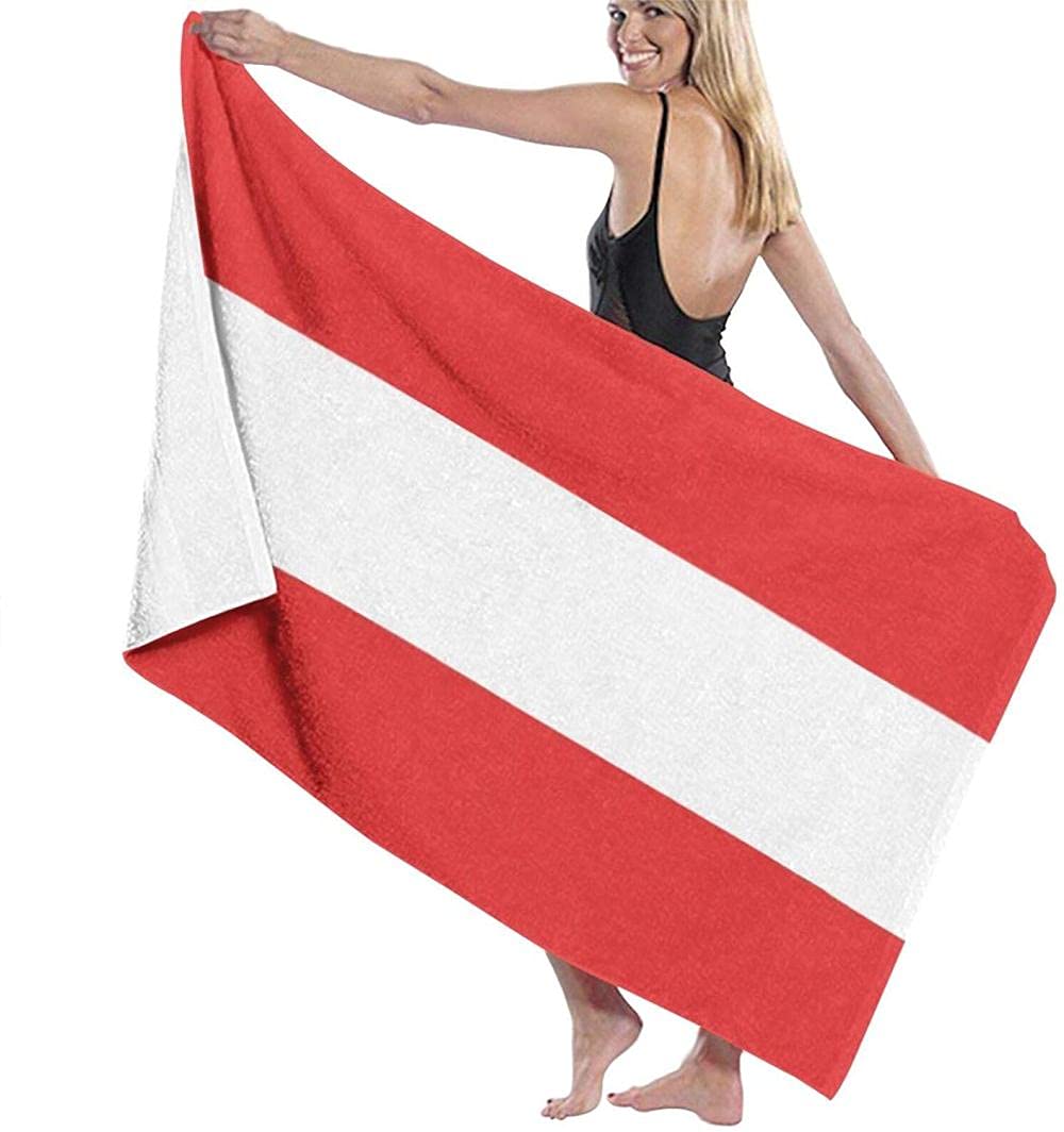 FGTYH Microfiber Beach Towel Oversize,Austria Flag Quick Dry Extra Large Bath Towel For Adult Men Women,Sand Proof Resistant Sandless,XL Personalized