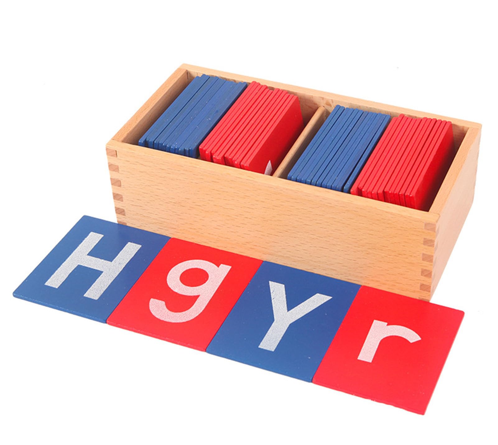 Montessori Sandpapier-Buchstaben-Karten, rote Blaue Groß- und Kleinbuchstaben-Alphabet-Nachfahrkarten,Model a