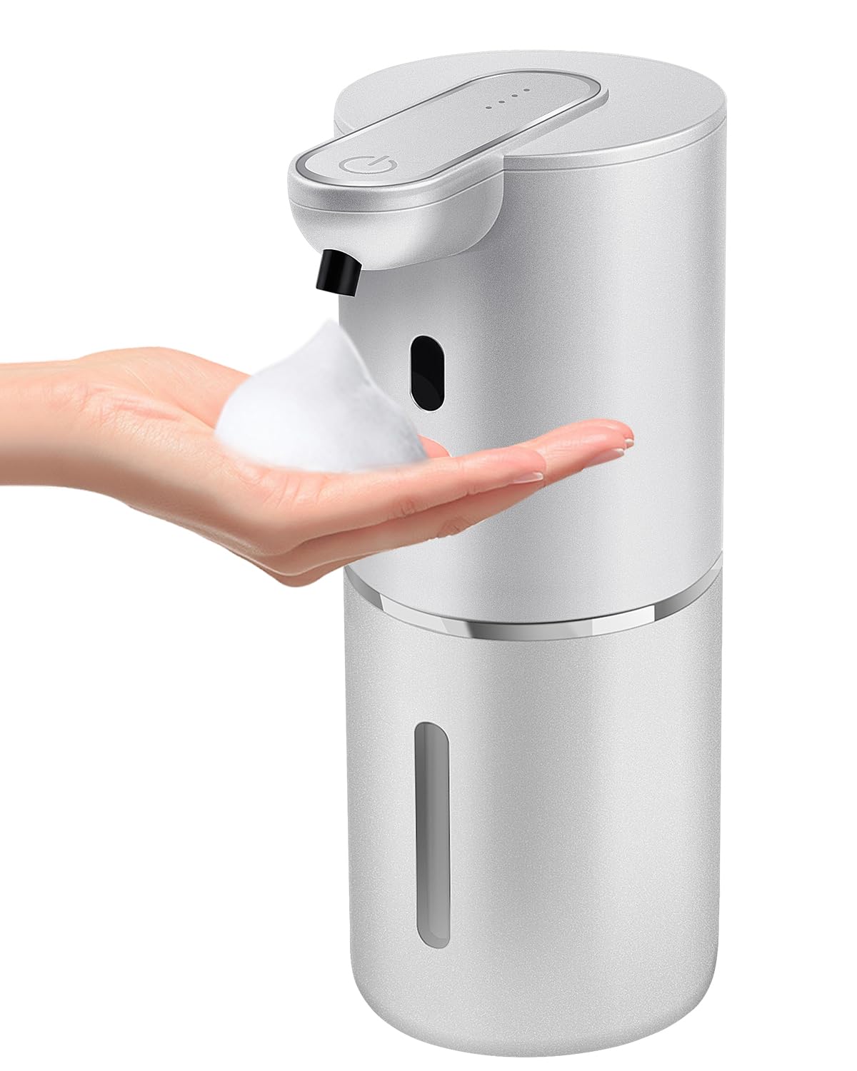 Automatic Foaming Soap Dispenser 12.8oz, Wall Mount Touchless Auto Hand Soap Dispenser, Rechargeable,4 Gear Foaming Adjustable, Hand & Dish Soap Dispenser for Kitchen, Bathroom, Hotel