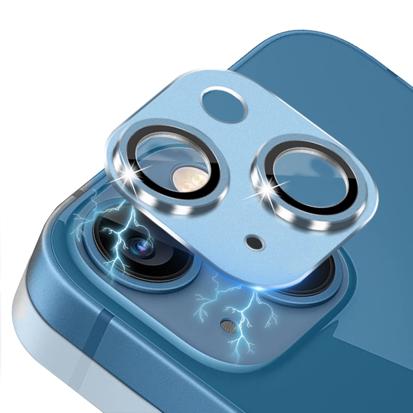 Verre De Protection Objectif IPhone 13/13 Mini - Trempé 9H, Cadre Aluminium, Anti-reflets, Bleu - 4