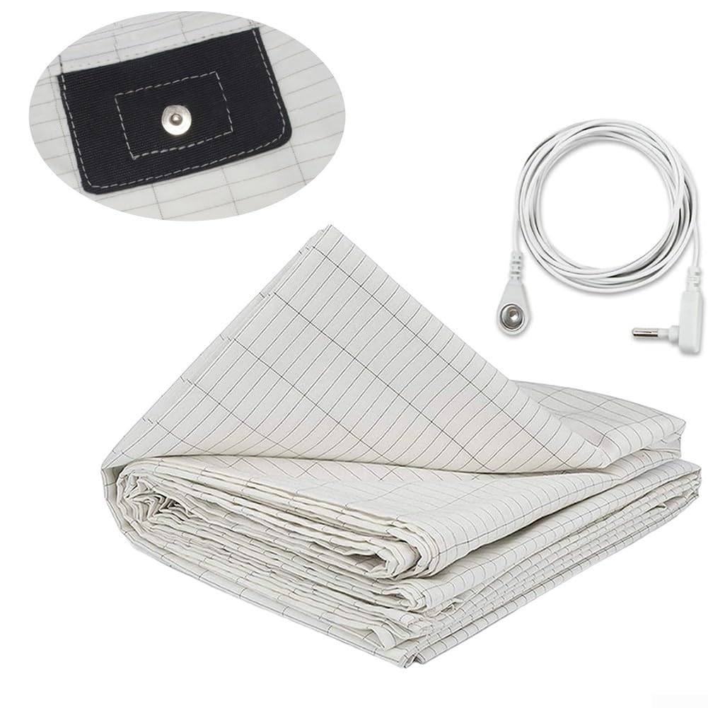 pour drap de mise à la terre EasyByMall, drap de mise à la terre avec 5% de fibres conductrices en argent pour un sommeil organique, 69x132cm, pour un meilleur sommeil et une réduction de la douleur