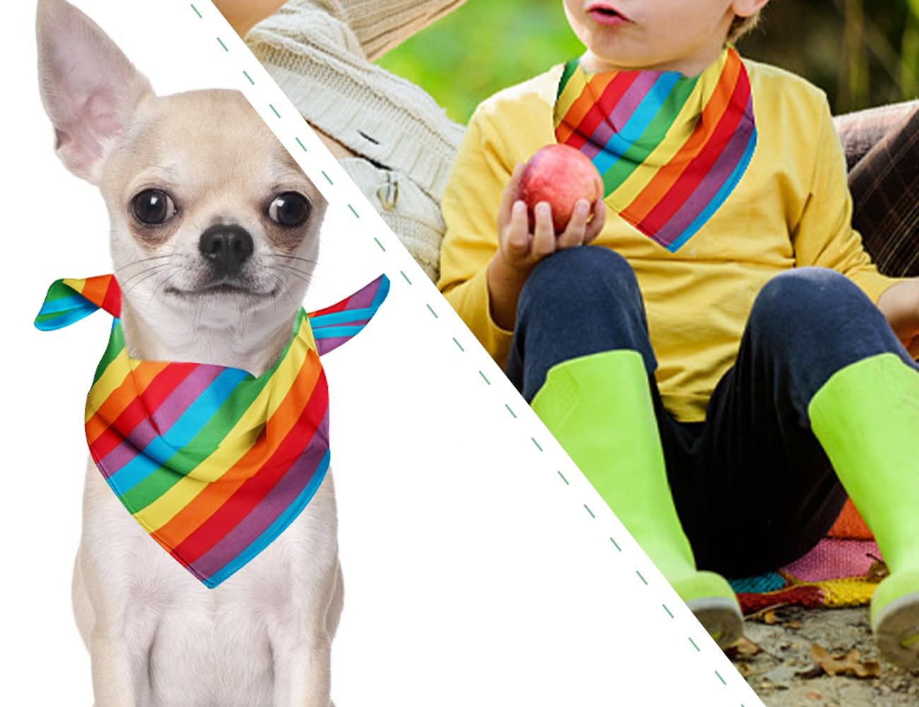 2 szt. tęczowe bandany, szalik dumy LGBT, tęczowe akcesoria do włosów w paski, opaski na głowę, dla mężczyzn, kobiet, odzież do tańca gejowskiego, akcesoria kostiumowe (kwadrat), Kolor: