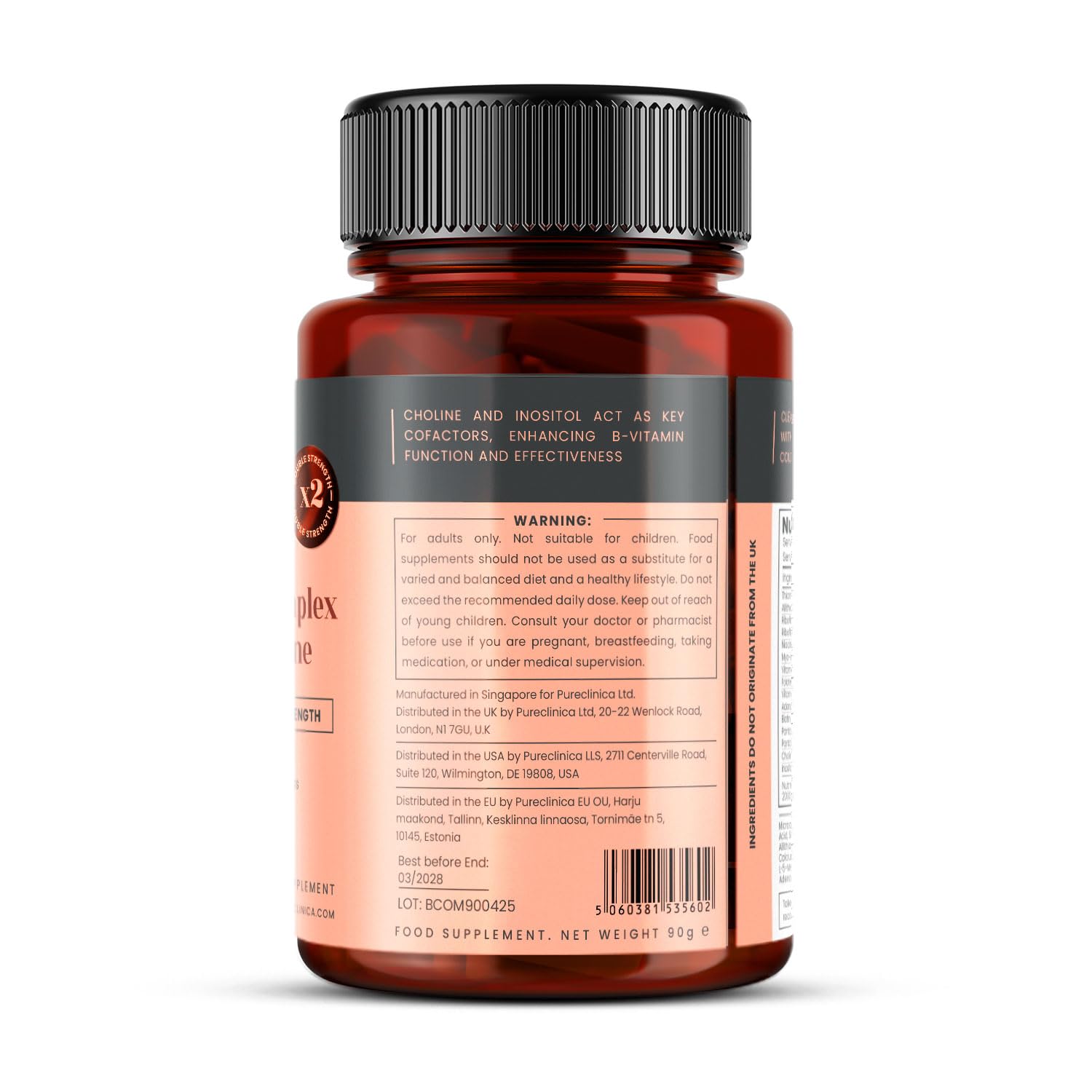 Extra Starkes B-Komplex mit Inositol & Cholin x 540 Tabletten (6 Dosen à 90) – Hochdosierte B-Vitamine für Energie, Gehirn & Nerven – 18 Monate Vorrat