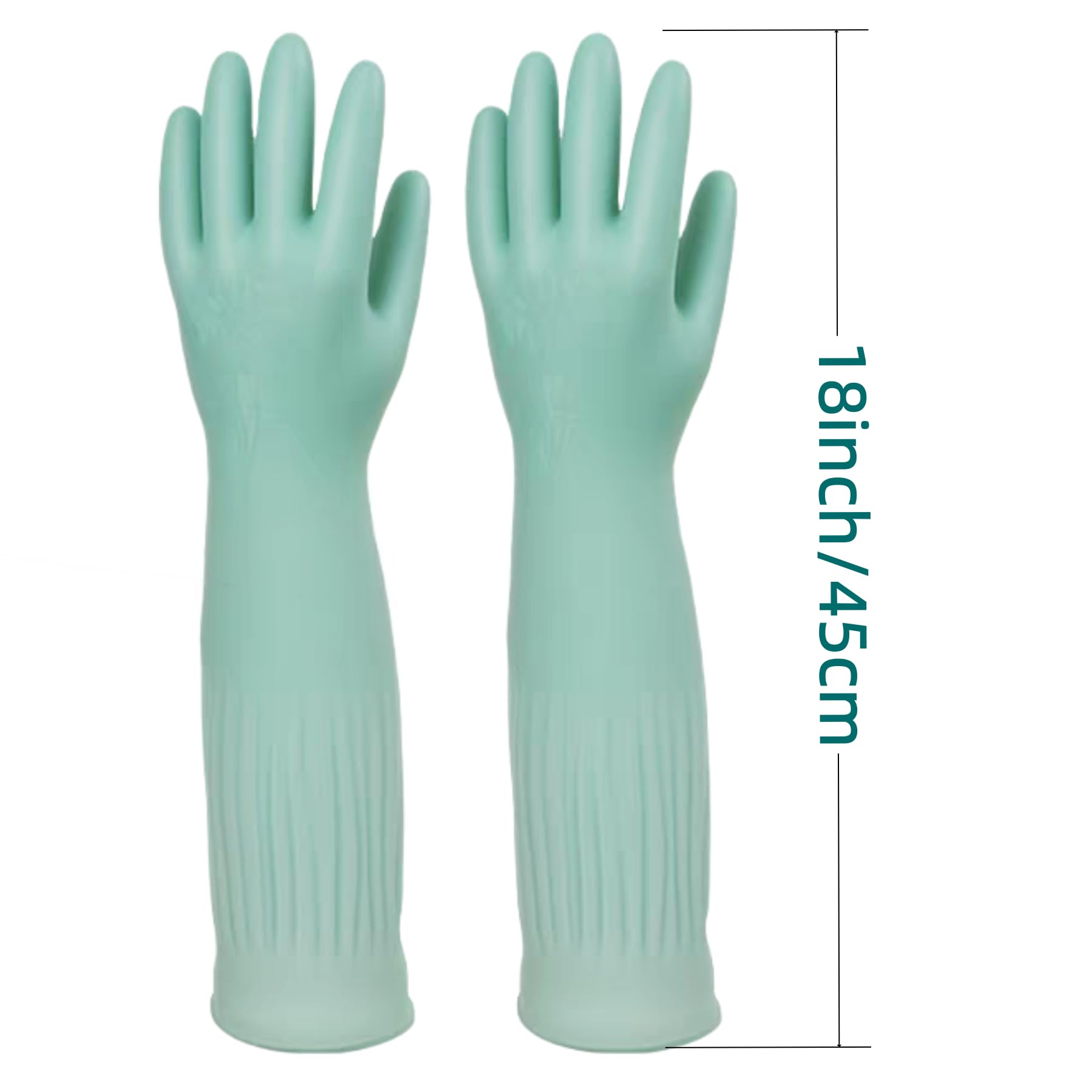 Guantes de goma reutilizables impermeables de 18 pulgadas para limpieza del hogar, guantes de látex antideslizantes de larga duración para hombre (L)