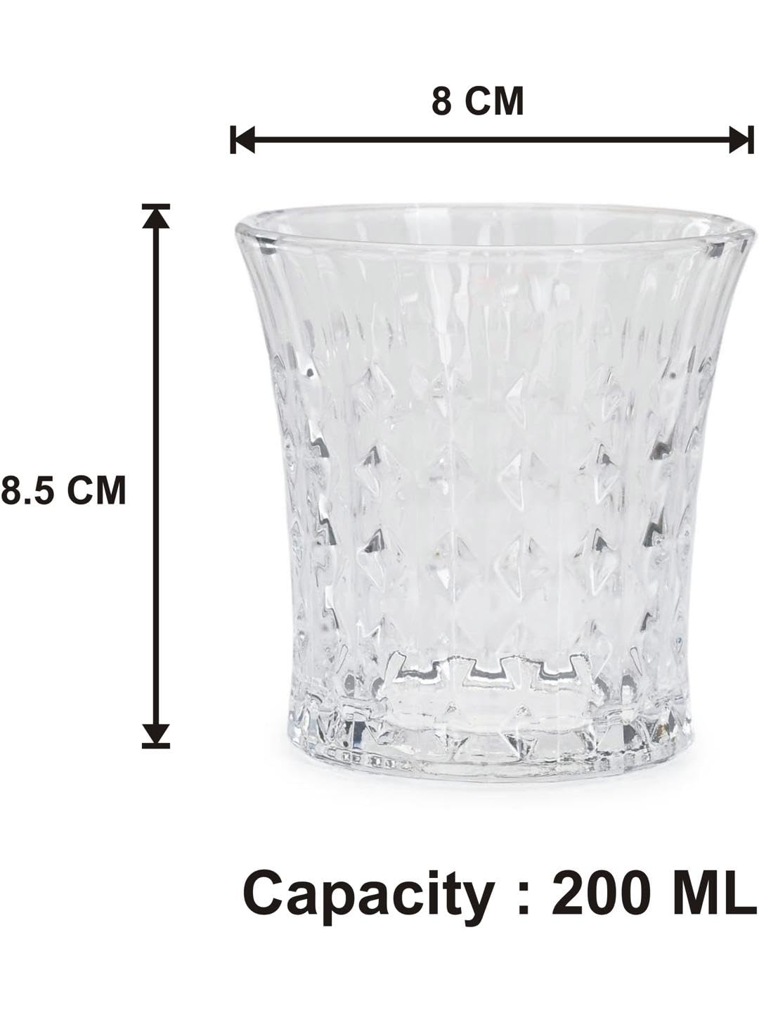 AFAST Party Perfect Glasses for Water, Juice, Cocktails, Smoothies and Other Drinking Beverages, Glass, Clear, Pack of 6, 8 X 8 X 8.5 CM 2