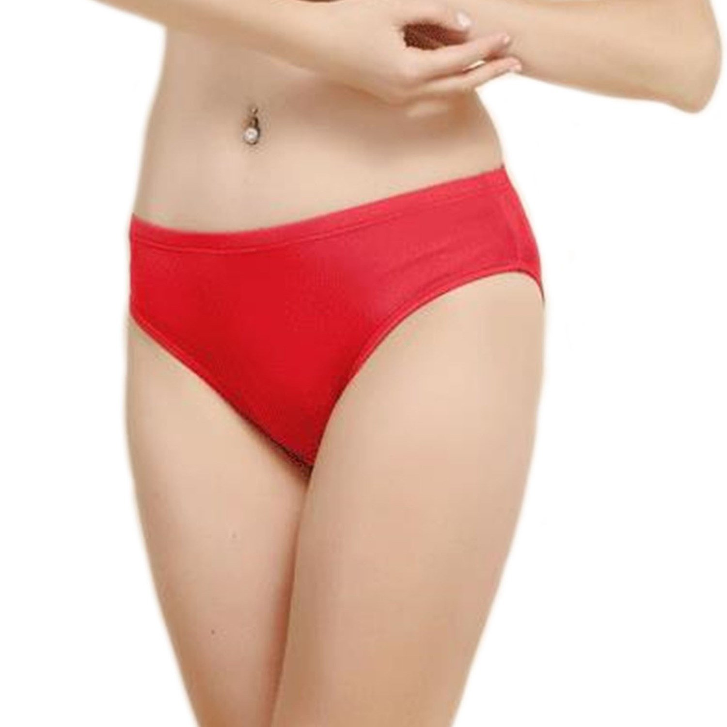 MESHIKAIER Women’s 100% Mlberry Silk Underwear Seamless Low-Waist Brief Panty Knicker Thong Lingerie (M, Red)