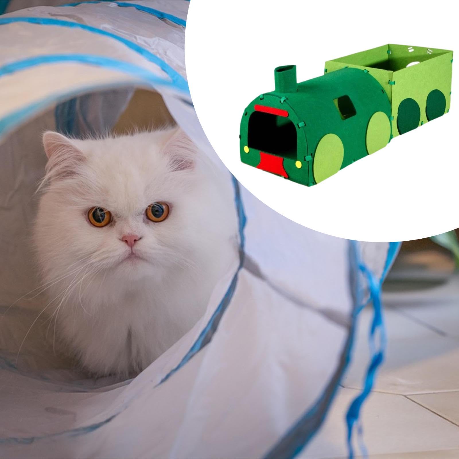 Tunnel pour Chats avec Entrées et Cachette, Idéal pour Les, Chatons et Petits Animaux, 2 Volets