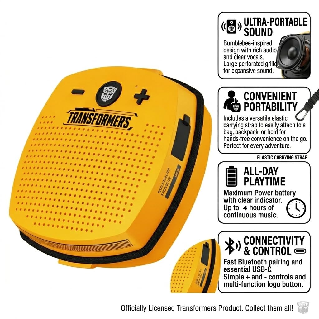 Transformers TF-Y16 FlexCube Design Altoparlante Bluetooth 45mm 4.3W Altoparlante wireless TWS portatile Impermeabile IPX5, accoppiamento stereo TWS, microfono incorporato, 800mAh, viaggi, campeggio e