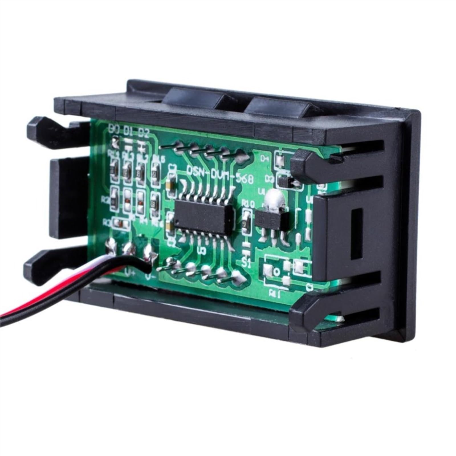 1pc bricolage Mini voltmètre testeur numérique Test de tension batterie DC 0-30V 0-100V 3 fils rouge vert bleu for Auto voiture affichage LED jauge(DC 30V Red)
