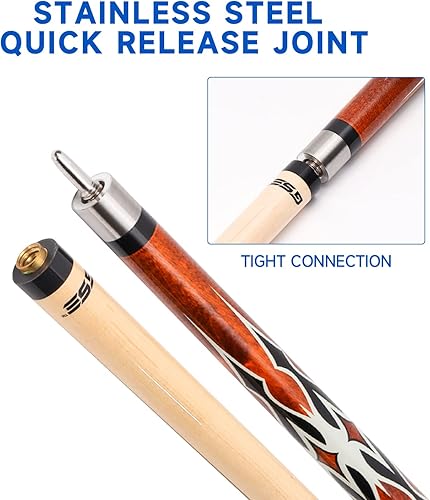 Miniatura 3 de GSE Games & Sports Expert Tacos de billar de madera dura de arce canadiense de 2 piezas de 58 pulgadas para hombresmujeres, uso doméstico o