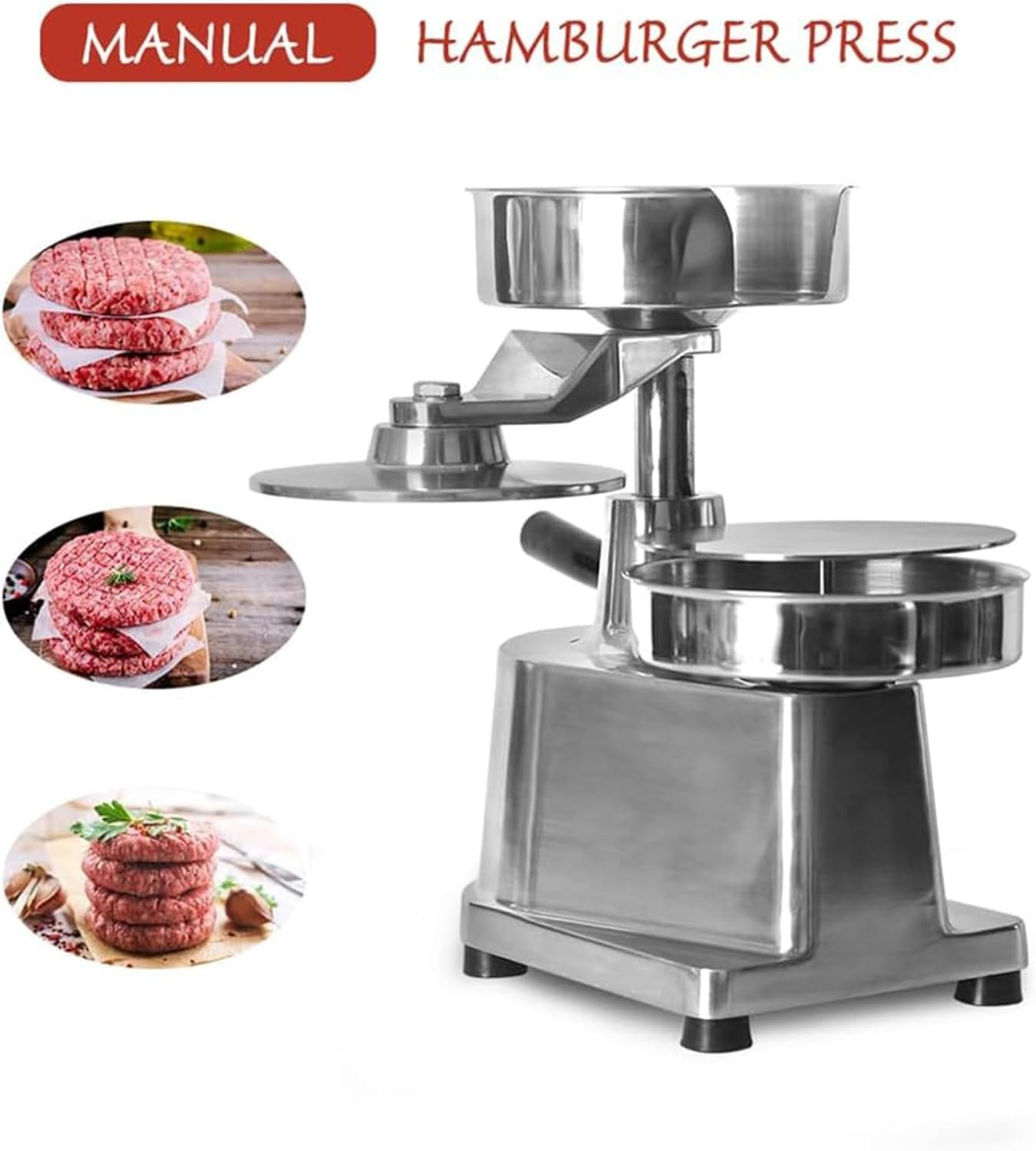 Máquina para hacer hamburguesas, prensa de acero inoxidable para hamburguesas caseras, solución fácil de formar hamburguesas para restaurantes y camiones de comida, diámetro
