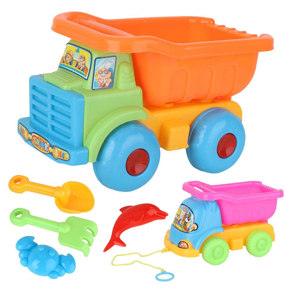 6PCS Beach Toys Set, Sand Toys for Toddlers,Beach Toy Stroller with Small Sand Shovel Kids Beach Buggy Bucket Outdoor Construction Kit for Boys Girls