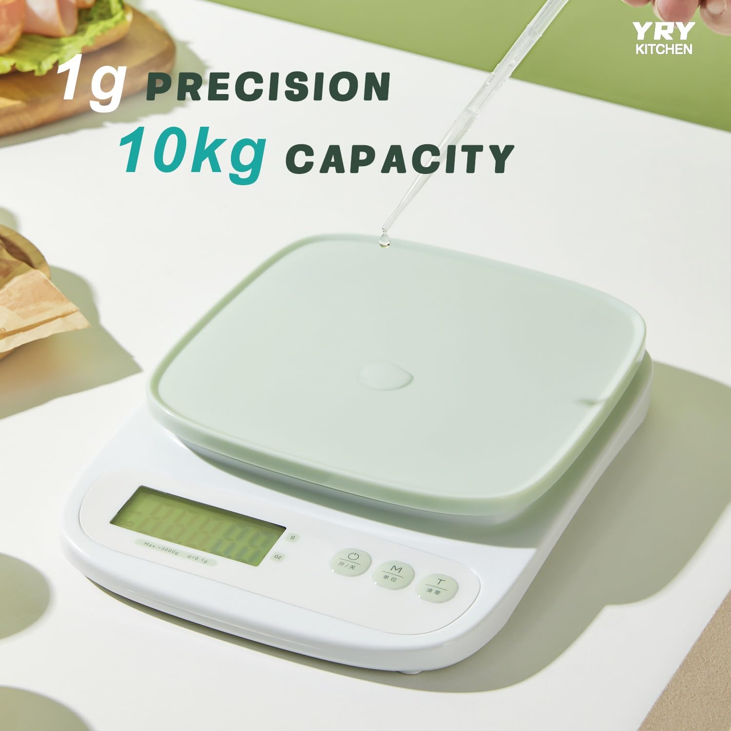 YRY Balance de cuisine minimaliste ultra précise – Compagnon de pâtisserie et de cuisine, capacité de 3 kg, graduation de 0,1 g, grand écran LCD, fonction tare et unité ML – Rose (3 kg/0,1 g)