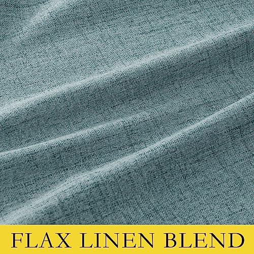 NICETOWN 100% Absolutely Blackout Linen Curtains with Thermal Insulated Liner, Skylark Blue, 62" Wide, 84" Length Energy Saving Curtains for Living Room 2 Panels Set, Vertical Blinds - image 9