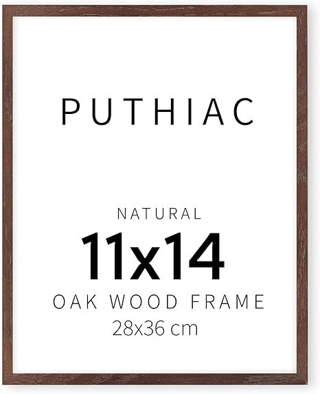 puthiac 11x14 Walnut Oak Wood Picture Frame - Minimalist 11x14 Poster Frame, 11"x14" Frame Wood, Natural Solid Wooden Picture Frames for Wall Art Photo and Prints (1 Pack, Walnut)