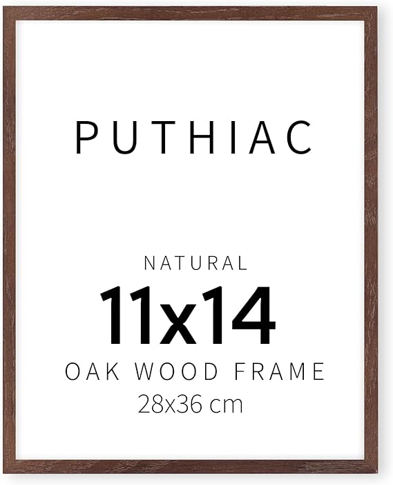 puthiac 11x14 Walnut Oak Wood Picture Frame - Minimalist 11x14 Poster Frame, 11"x14" Frame Wood, Natural Solid Wooden Picture Frames for Wall Art Photo and Prints (1 Pack, Walnut)
