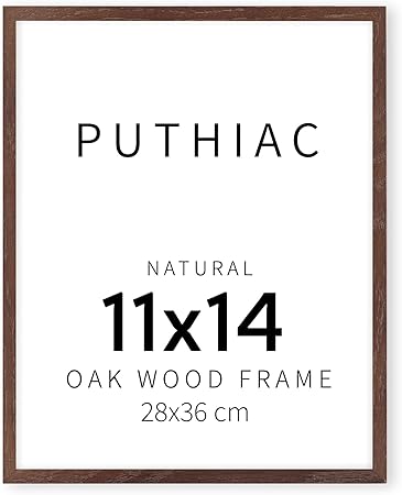 puthiac 11x14 Walnut Oak Wood Picture Frame - Minimalist 11x14 Poster Frame, 11"x14" Frame Wood, Natural Solid Wooden Picture Frames for Wall Art Photo and Prints (1 Pack, Walnut)
