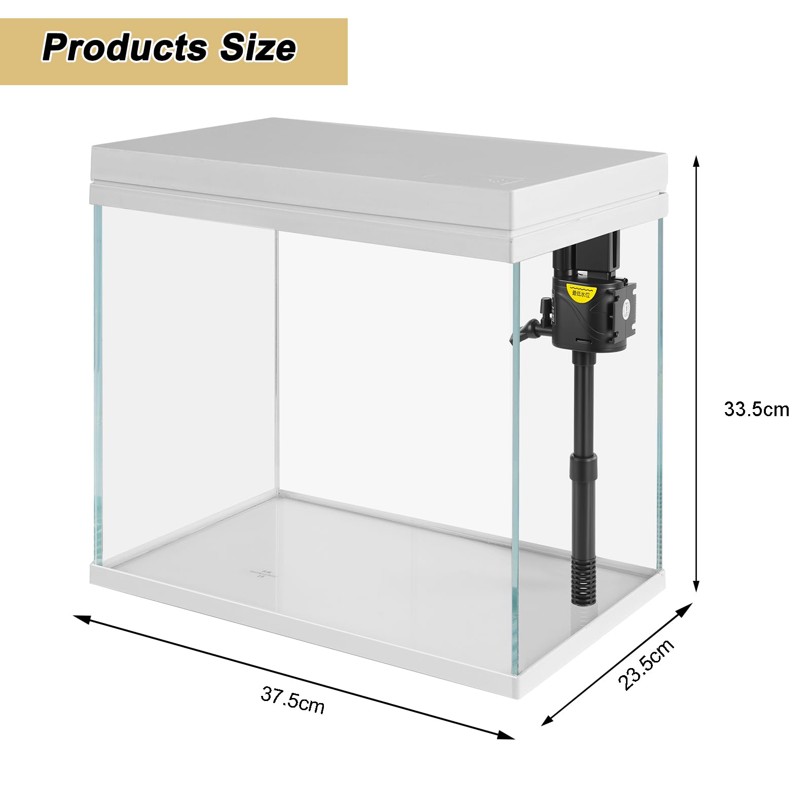 Tanque pequeño de cristal para acuario de 28 litros con filtro y luz, kit de pecera de vidrio cuadrado todo en uno con bomba para peces dorados, betta, camarones, blanco (XM-400)