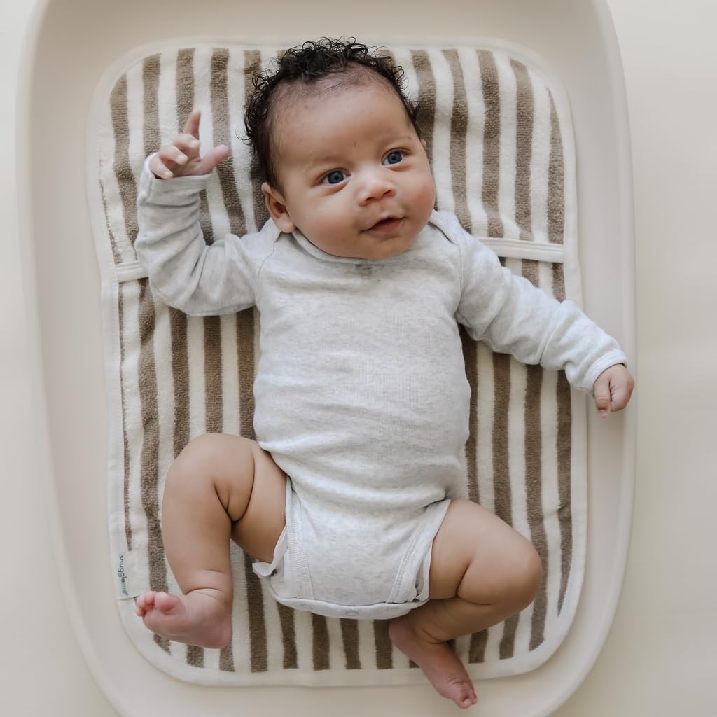 Snuggle Me Organic Baby Changing Pad Diaper Cover,100% Organic Cotton Yarn-Dyed Terry Diaper Changing pad Liner (Birch)