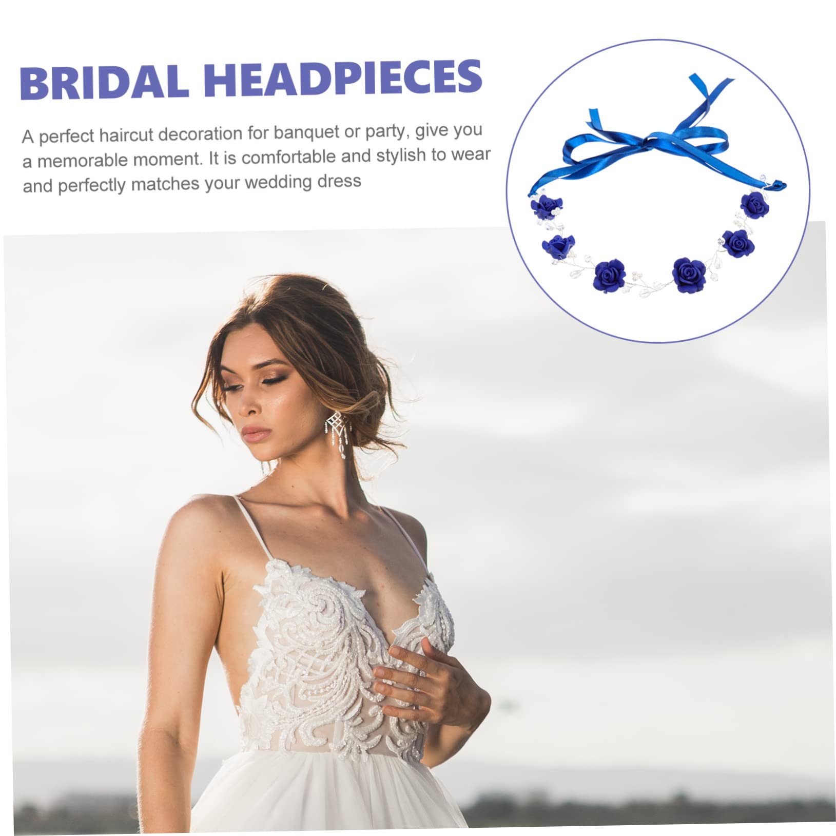 FRCOLOR 4 Diademas de de Imitación con Diseño de de Imitación para El Pelo Tocado de Novia para Mujer Color Azul Marino