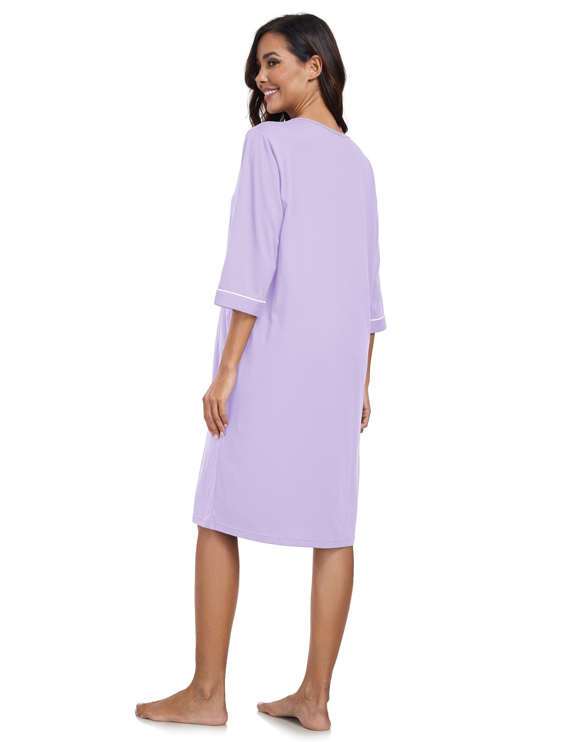 COLORFULLEAF Albornoz para mujer de con cremallera algodón manga 3/4 bolsillos
