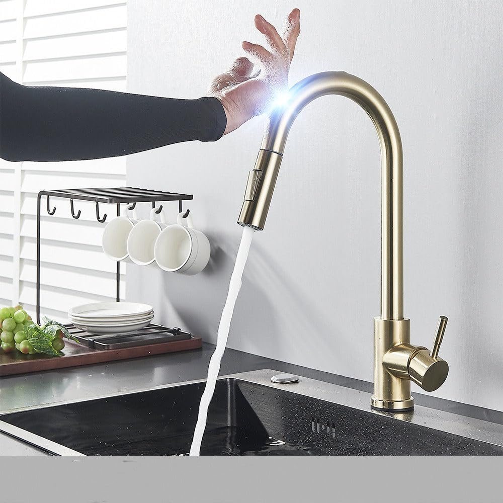 ZQFHSX Touchless Kitchen Faucet with Motion Sensor for Hands-Free Operation in Modern Kitchens