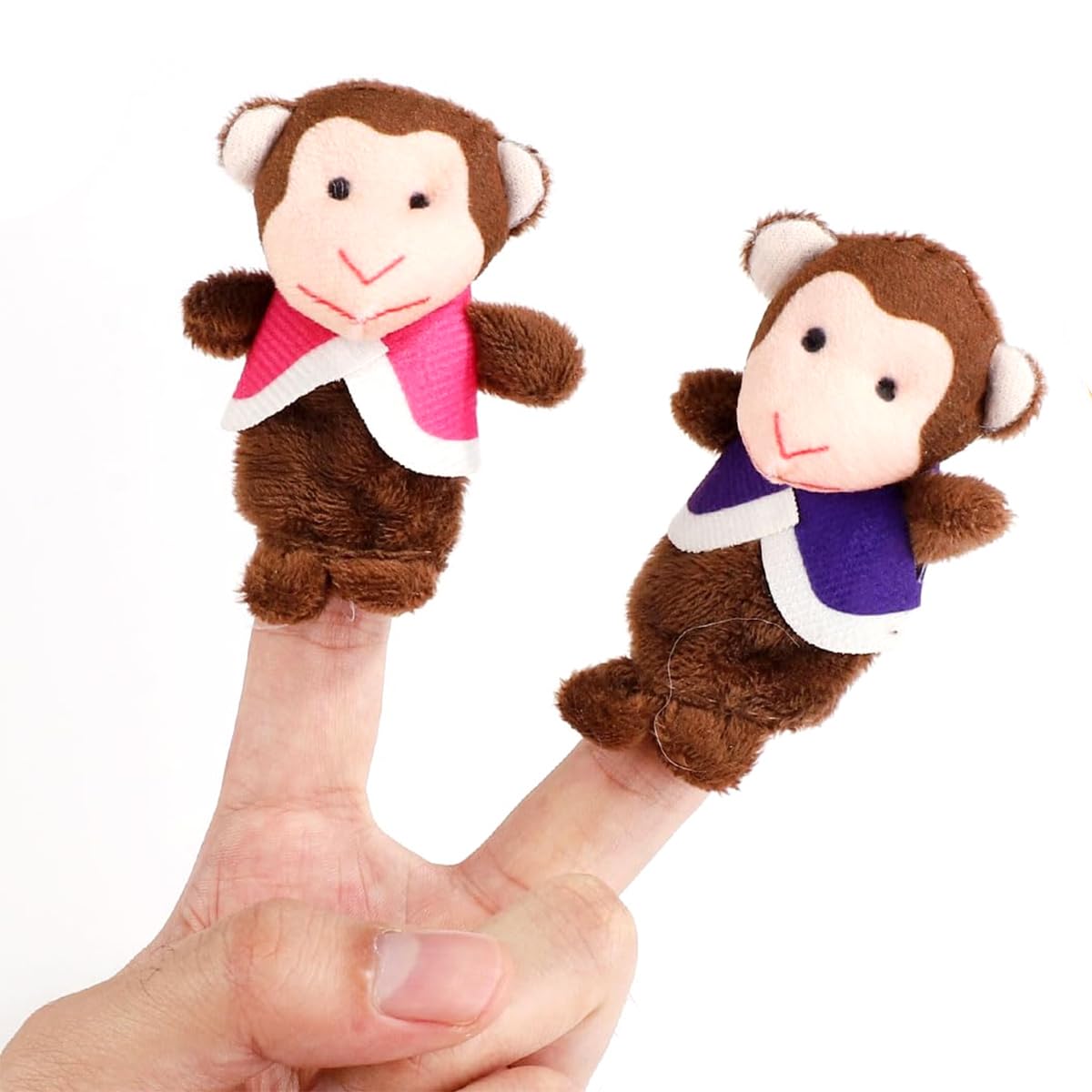 1 Juego de 7 Marionetas de Dedo de Mono pequeño Adecuado para la Hora del Cuento, la Hora del Juego, el Aula y el Juego de Roles teatral.