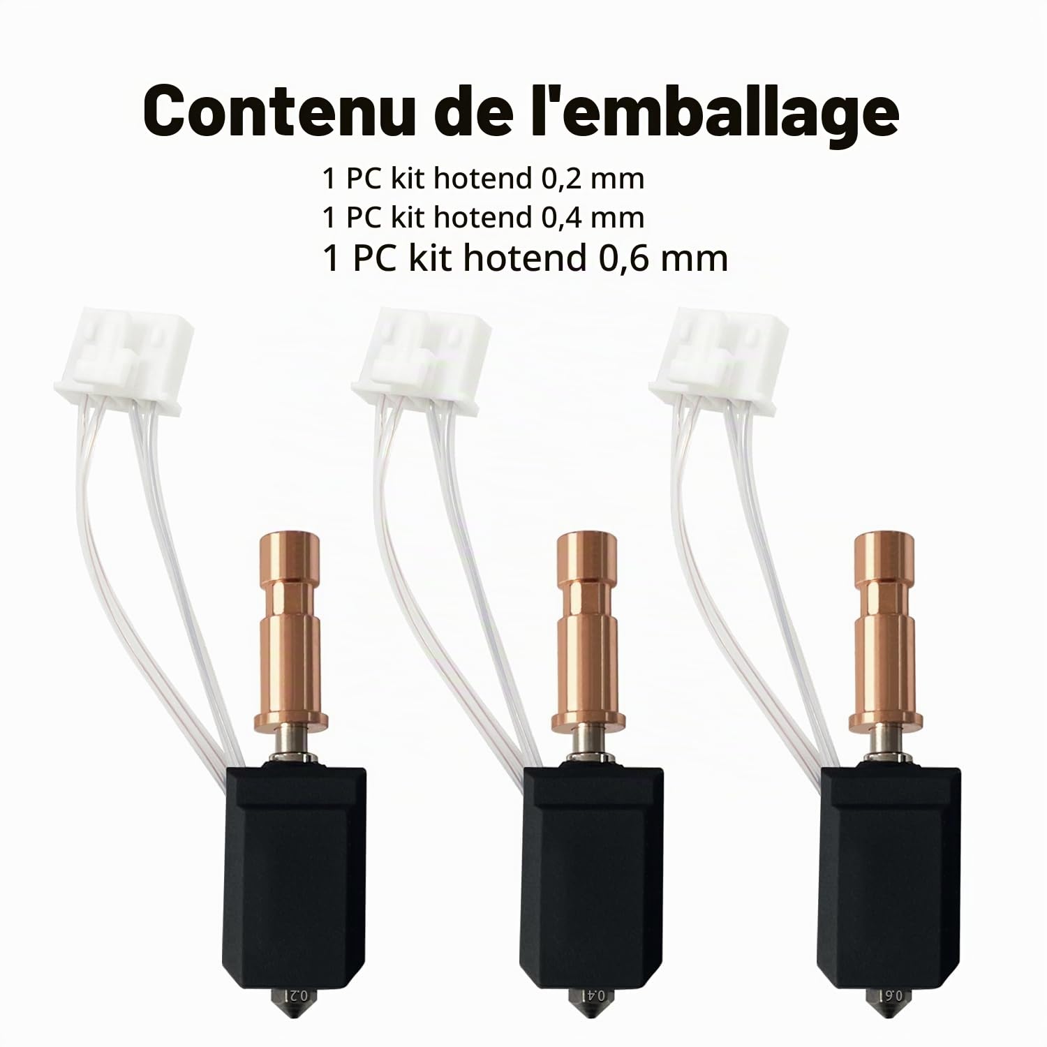 HzdaDeve 0,2 mm 0,4 mm 0,6 mm Hotend en céramique pour Kobra S1 Combo Extrudeuse de tête d'impression en acier inoxydable Kit Hot End Buse durcie Bloc chauffant Résistance chauffante Thermistor pour