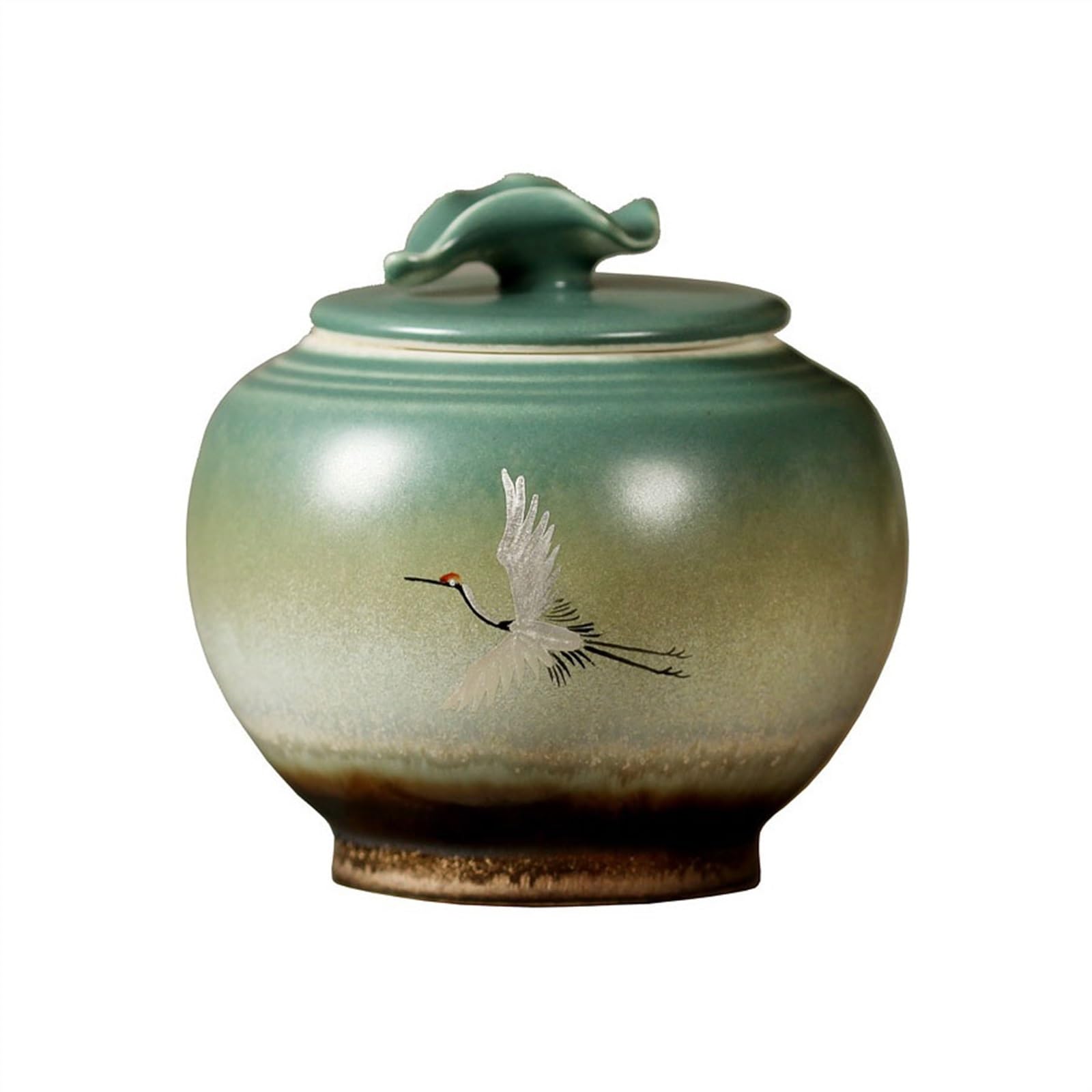 DFHS46JK Kitchen Jars Jingdezhen Hand-painted Crane Pattern Tea Canister High-end Ceramic Canisters Small Sealed for Sugar