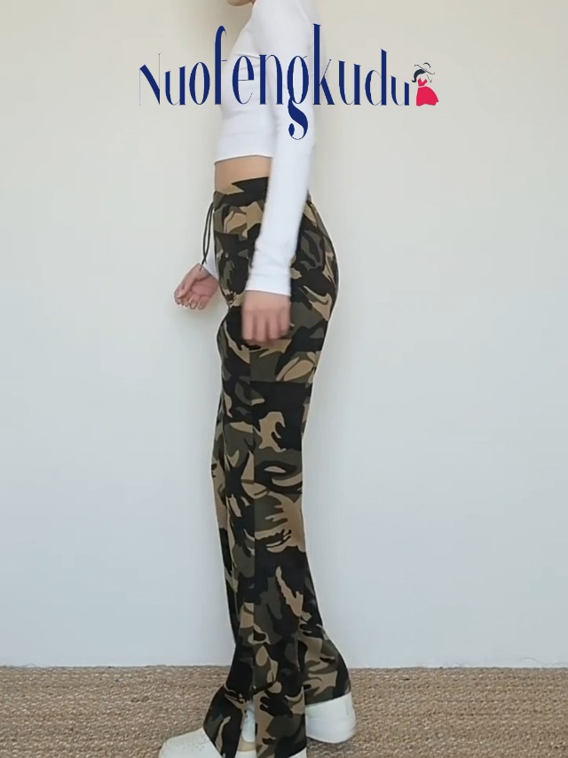 Pantalón Militar Mujer Nuofengkudu Mujer Camuflaje Anchos Cargo