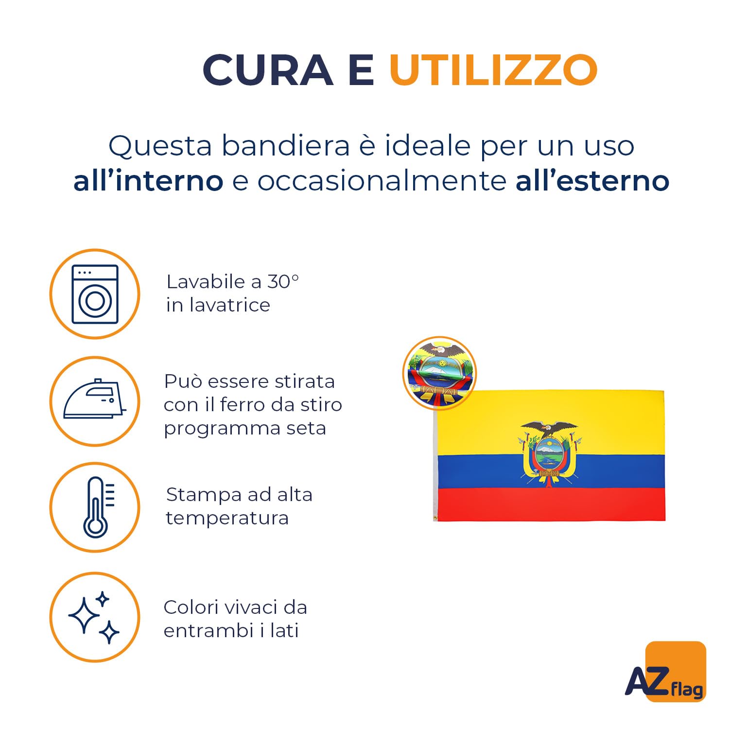 BANDIERA ECUADOR 90x60cm - BANDIERA ECUADOREGNA 60 x 90 cm - AZ FLAG