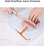 Set of 2 Kitchen Cutting Boards, Plastic Chopping Board - Garlic grind point, Juice Grooves - BPA-Free, Non-Porous, Dishwasher Safe - Size: 13.6”8.8”- Multiple colors (Gray, White)