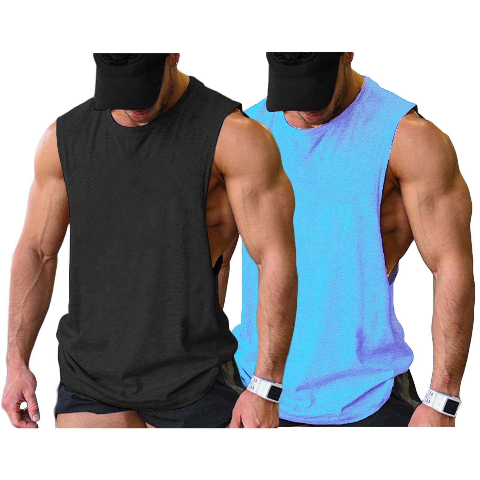 COOFANDY Men Workout Tank Top 2 Pack Gym Bodybuilding Sleeveless Muscle T Shirts