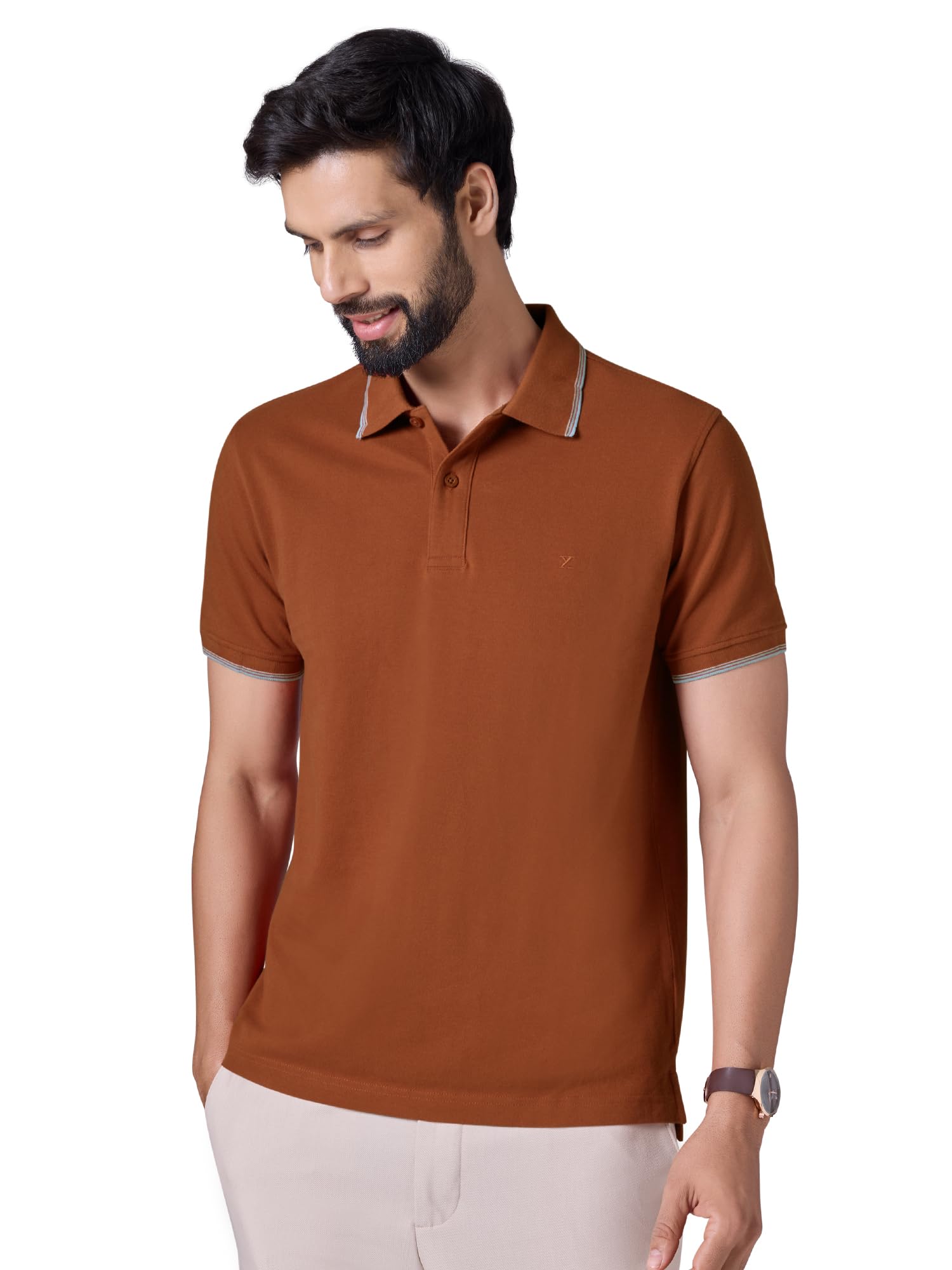 Accent Men's Solid Cotton Polo T Shirt | Collar Tshirts | Half Sleeves | Solid-Slim Fit