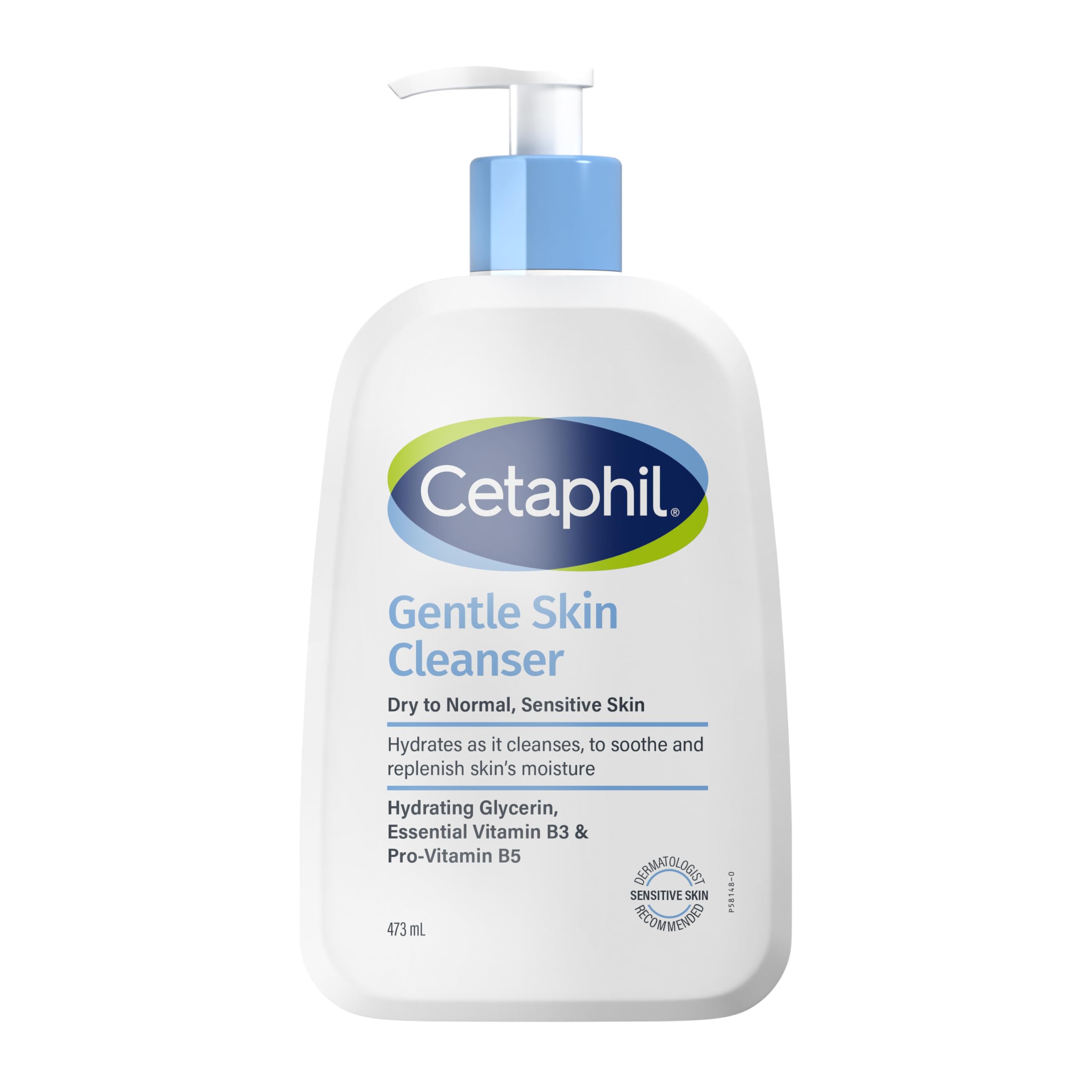 Cetaphil Gentle Skin Cleanser 473ml, Large Soap-Free Face & Body Cleanser for Sensitive Skin, Long-Lasting Bathroom & Family Size, Cleanses Without Stripping, Normal to Dry Skin Daily Wash