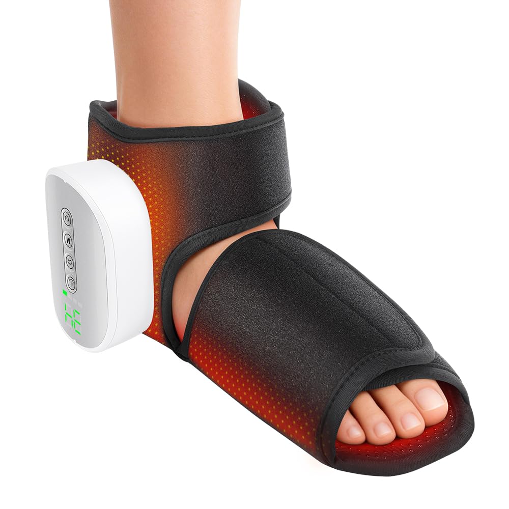 CREBELISOYA Cordless Foot and Ankle Massager with Heat, 3 Modes 4 Heat Levels, Rechargeable Foot Wrap for Relaxation,Gift for Men Women (Fits Most Feet)