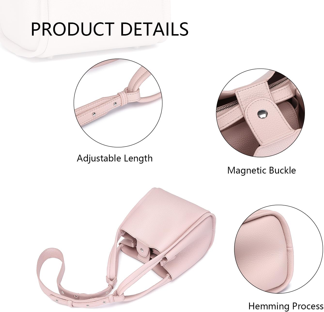 PU Leather Tote Bag Slouchy Handbag with Zipper Stylish for Women's - Image 5