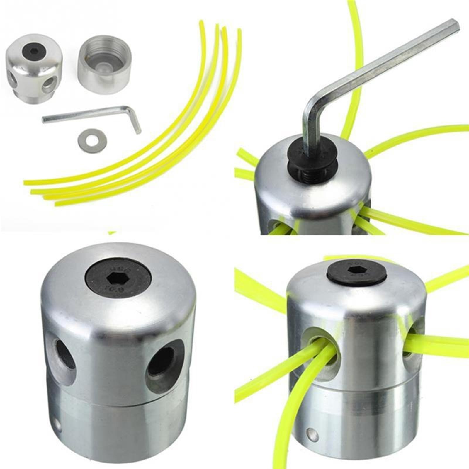 AVIMYA Cabezal de Corte de césped de Aluminio Universal, Cabezal de desbrozadora de 4 líneas, Cabezal de línea de Corte de Hilo for cortacésped