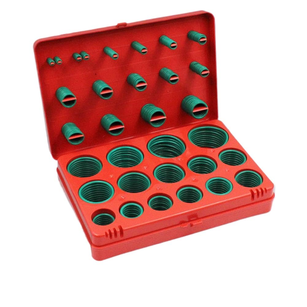 390-teiliges Fluorkautschuk-Ring-Set, grünes FKM-O-Ring-Set, 30 Größen, Dichtungs-Gummi-O-Ringe, Unterlegscheiben-Dichtungs-Sortiment-Set, Box(BFBr-390Blue)