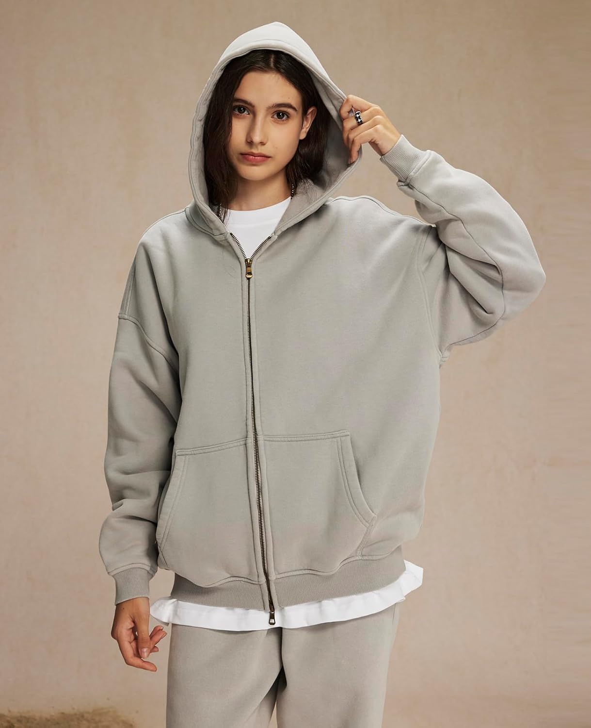 KEEPSHOWING Womens and Mens Zip Up Hoodies Long Sleeve Fall Oversized Sweatshirts Acid Wash Y2K Jacket with Pockets - Image 3