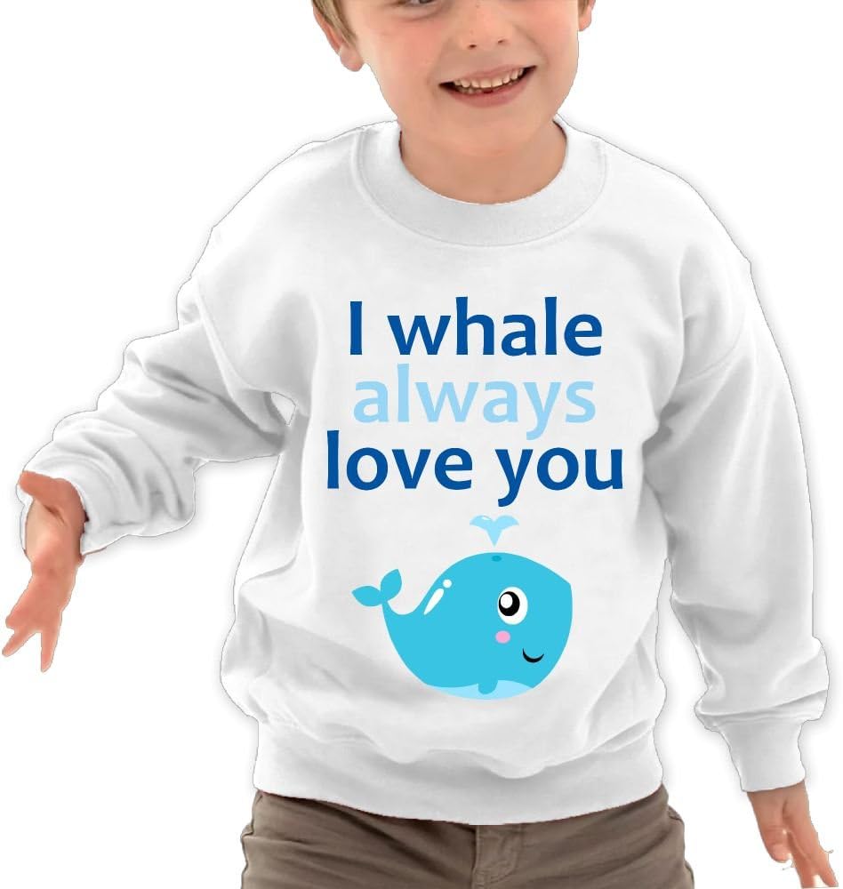 Puppylol Whale Always Love You Kids Classic Crew-Neck Pullover Hoodie White