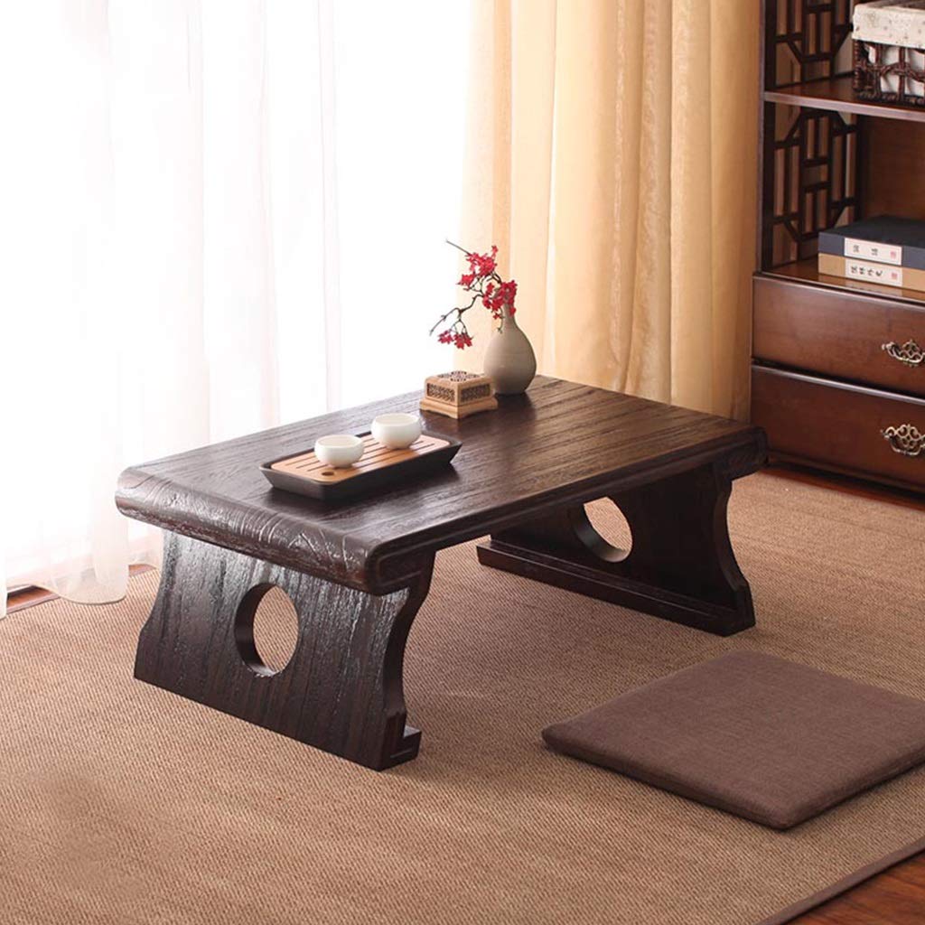 Tavolino da caffè in Stile Giapponese Tavolino Basso in Legno Massello Tavolino da tè per Balcone Tavolo Tatami, Tavolo per Laptop Tavolo da Studio (Color : Brown, Size : 60x40x30cm)